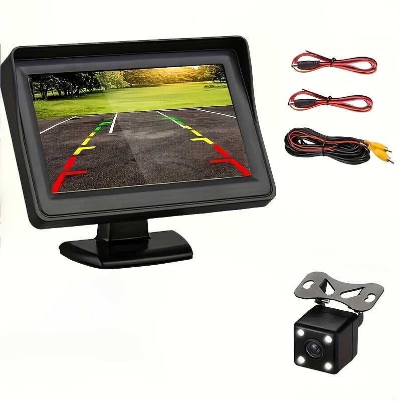 Baideluo car monitor with 4.3 inch HD display and rearview camera kit for universal car pickup.