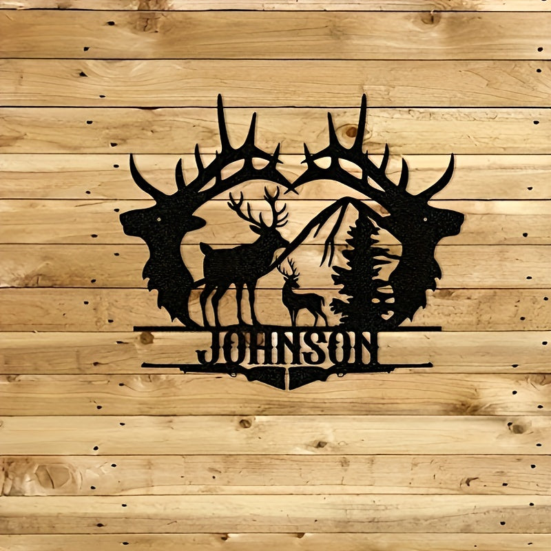 Personalized Elk Silhouette Metal Sign - Matte Finish, Reusable Art for Home & Garden Decor, Perfect for Doors, Kitchens, Dining Rooms - Unique Gift with Bonus No-Residue Adhesive.