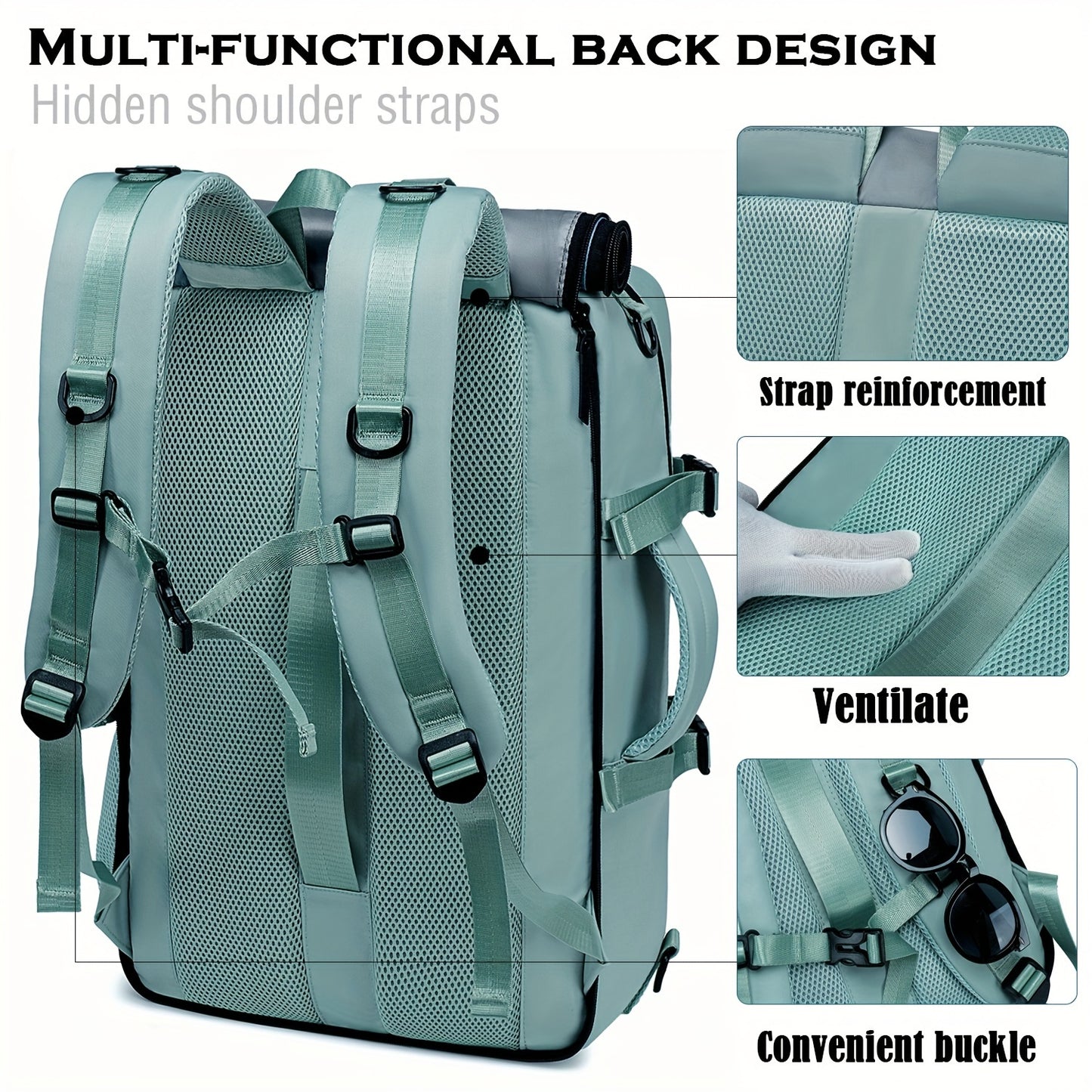 Stylish hiking backpack for men and women with shoe compartments, charging ports, and space for a 17-inch laptop. Ideal for leisure, campus, daily commute, travel, and fitness.