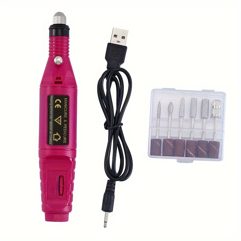 USB-Powered Nail Drill Kit for Professional Use with Hypoallergenic Bits and Accessories for Manicure, Pedicure, and Foot Care.