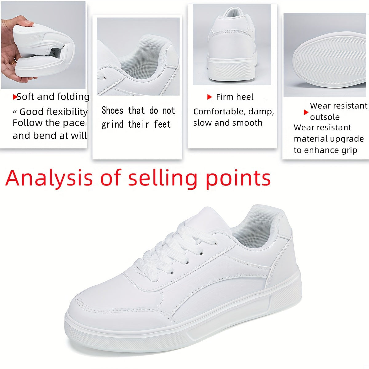 Women's Classic White Casual Sneakers - Lightweight, Comfortable, Lace-Up Skate Shoes with Round Toe and Low-Top Design