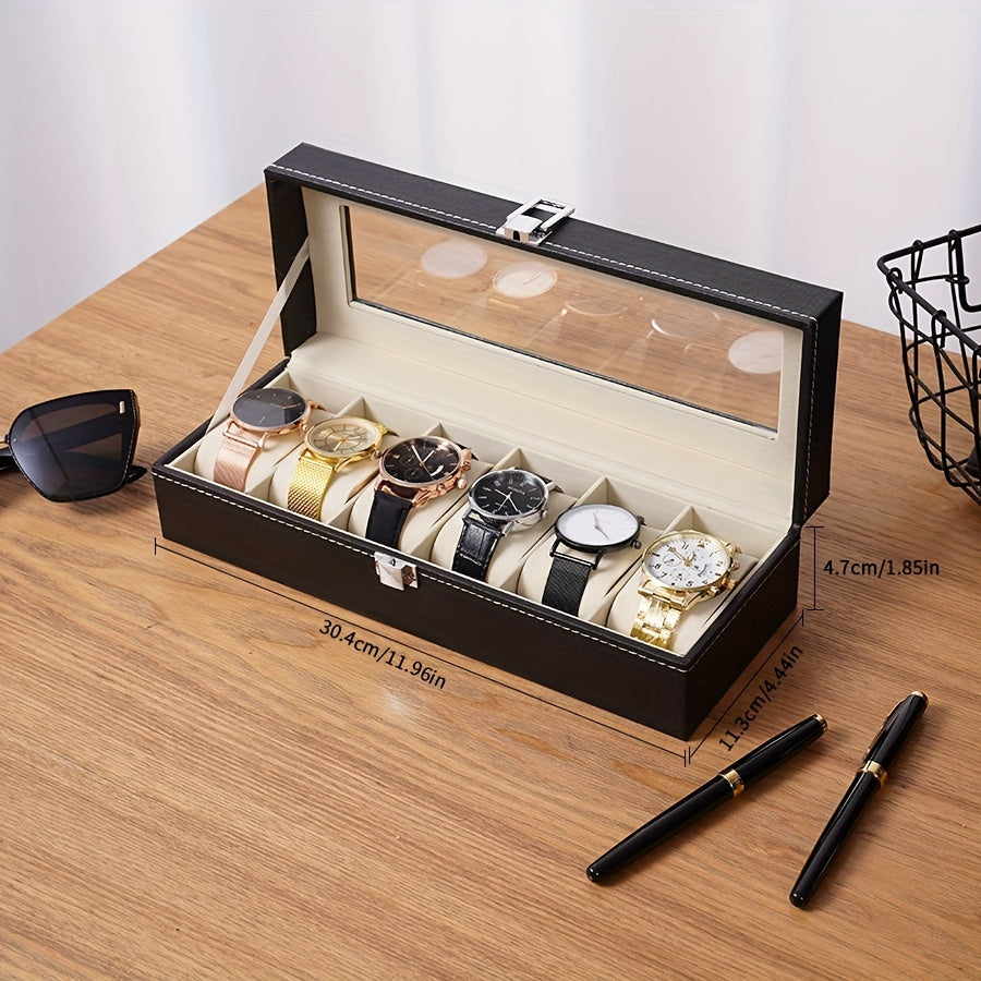 The Elegant Black Faux Leather Watch Storage Box is a popular choice for your timepiece collection. Whether you have 2, 6, 10, or 12 watches, this square flip-top design box will keep them safe and organized. The soft interior and pen holder add a touch