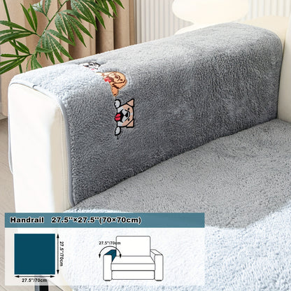 Thick Sherpa Fleece Sofa Slipcover for Pet-Friendly Protection and Comfort in Bedroom, Office, or Living Room.