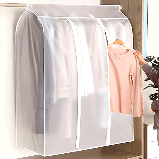 Semi-Transparent Garment Dust Cover with Full Zipper - Extra Large Size (49.78cm x 101.35cm x 119.89cm) - Moisture-Proof Wardrobe Organizer