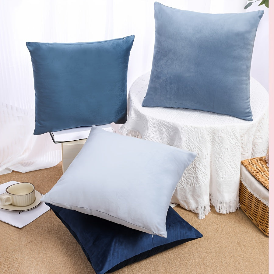 Soft velvet pillow covers with zipper closure, machine washable, 100% woven polyester. Ideal for sofa, bedroom, car, or farmhouse décor.