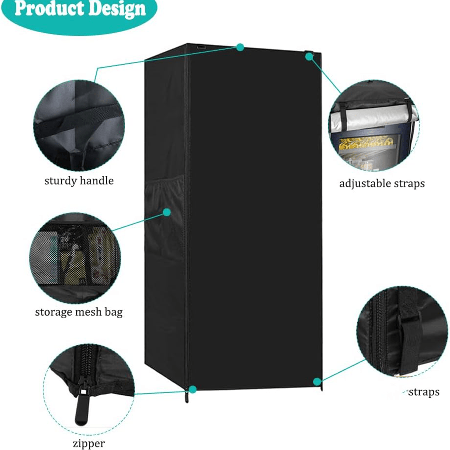 Protect your outdoor mini refrigerator with this durable black waterproof upright freezer cover. Made of durable polyester material, this cover is dust and sun-proof, ensuring your appliance stays in top condition. Featuring a zipper closure, this cover