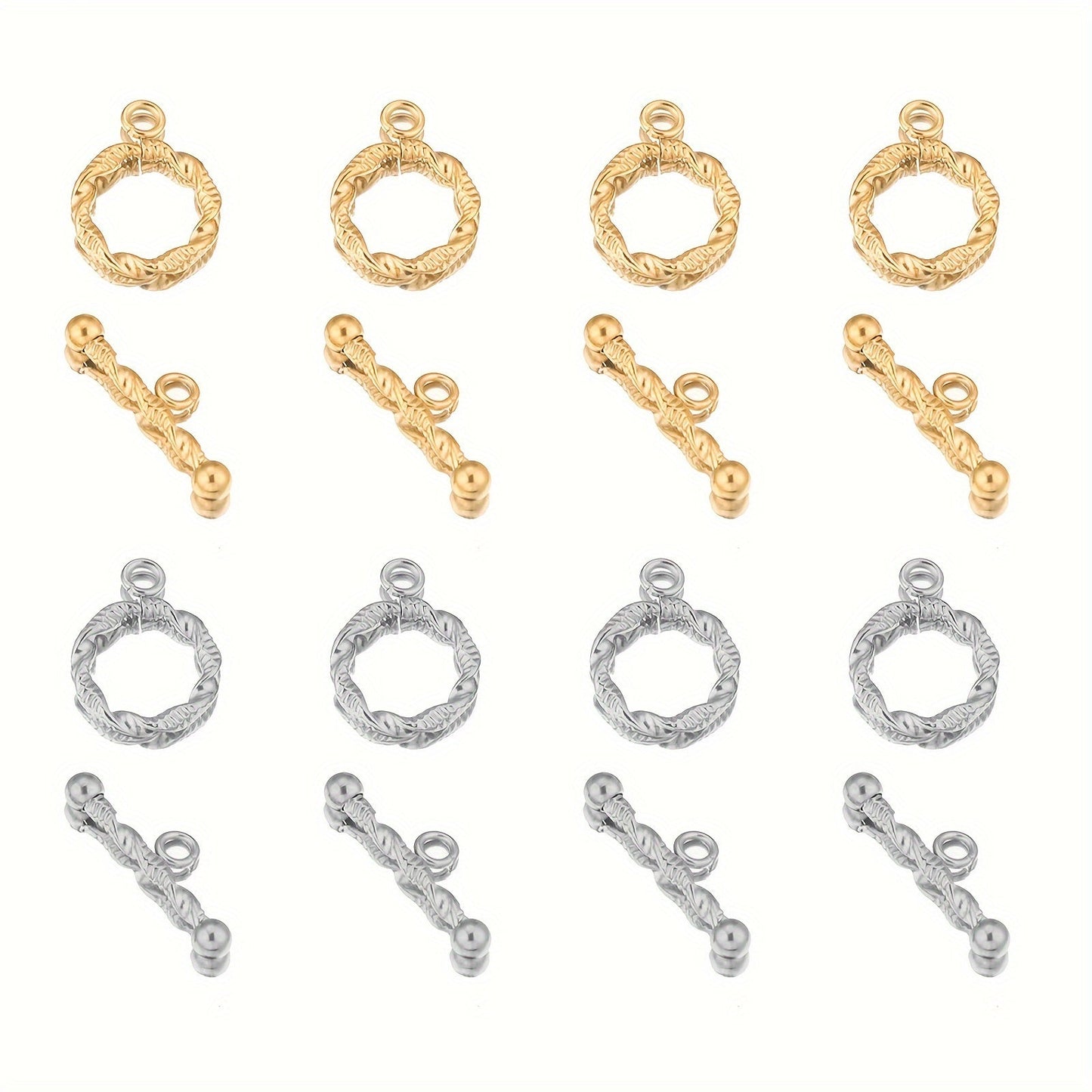 Set of 5 Stainless Steel Twist OT Buckles with 18K Gold Plated Finish, Ideal for Preserving Color in Jewelry Making of Bracelets and Necklaces