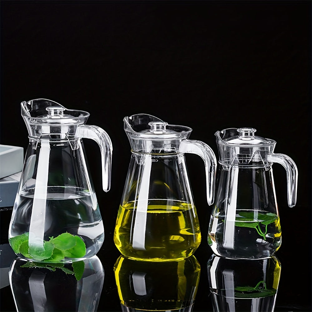 Heavy duty acrylic water pitcher with lid, available in 32oz, 50oz, and 67oz sizes. Ideal for cold beverages in summer, perfect for serving juice, milk, and hot or cold drinks at home, restaurants, or hotels.