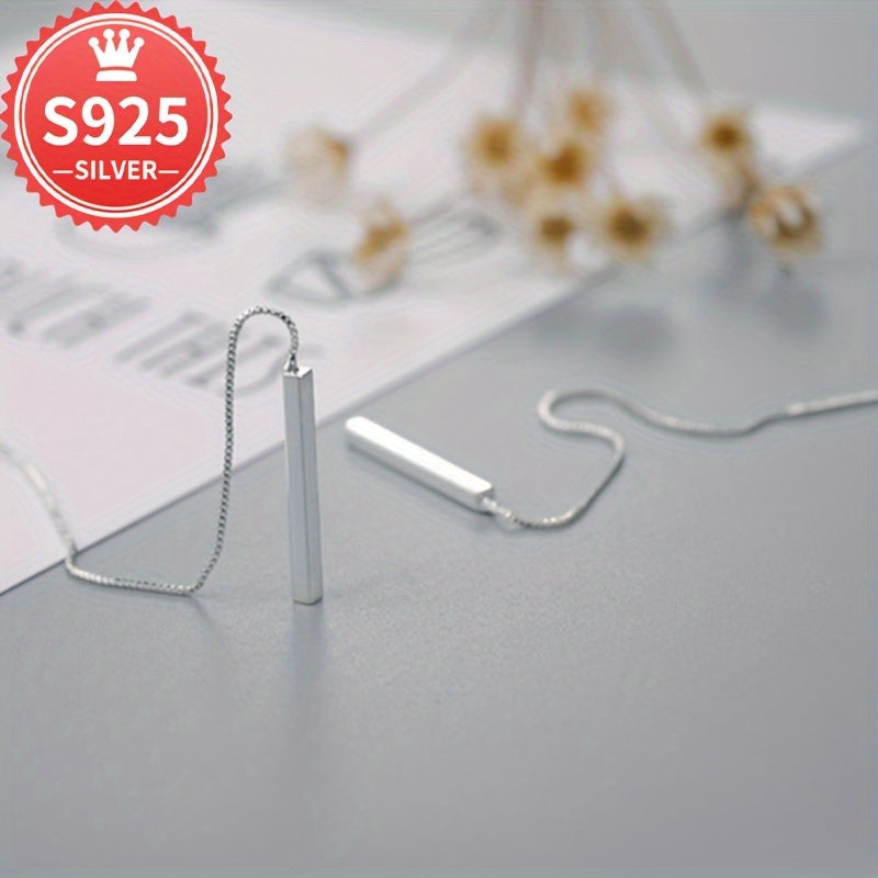 Hypoallergenic minimalist tassel ear thread crafted with a stylish design, perfect for any occasion. Packaged in a gift anti-oxidation box, weighing 3.9g.