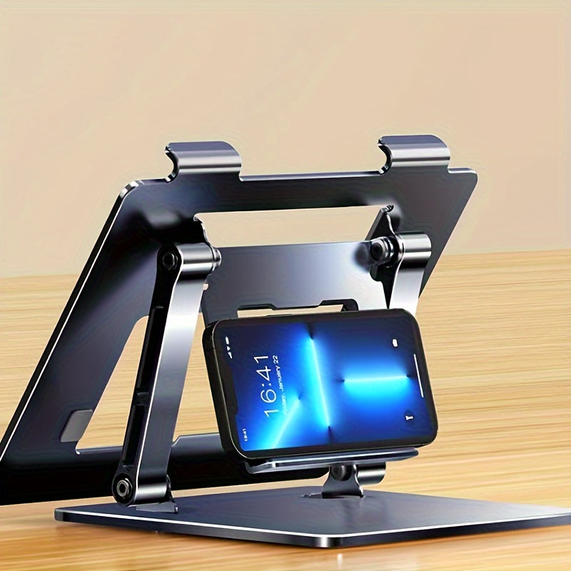 RIKSOIN Desktop Projector Stand: Alloy Projection Stand, Adjustable Height (25.4-39.62cm), Ergonomic Design, with Phone and Remote Holder, Ideal for Home/Outdoor Cinemas.