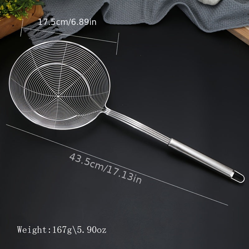 Stainless Steel Wire Skimmer Ladle with Handle - Perfect for Frying and Cooking in the Kitchen