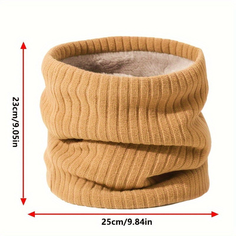 Thickened Solid Color Striped Neck Warmer for Men, Perfect Gift Idea for Winter