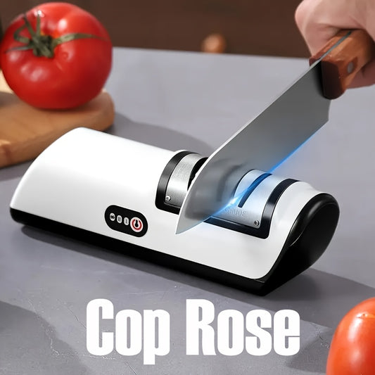 Cop Rose Automatic Electric Knife Sharpener: USB rechargeable, fast and efficient for sharpening knives.