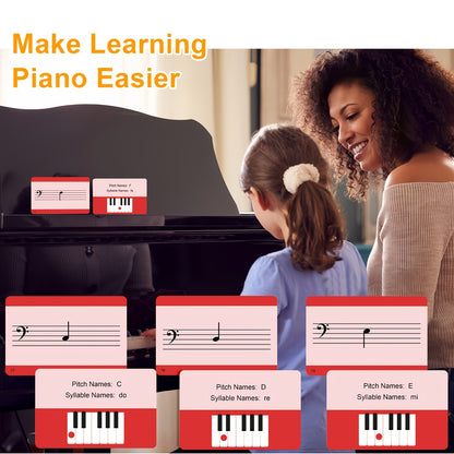 Set of 54 beginner's piano music theory learning cards with major and minor keys, ideal for piano beginners and teachers. Printed on thick copper plate paper with transparent storage box.