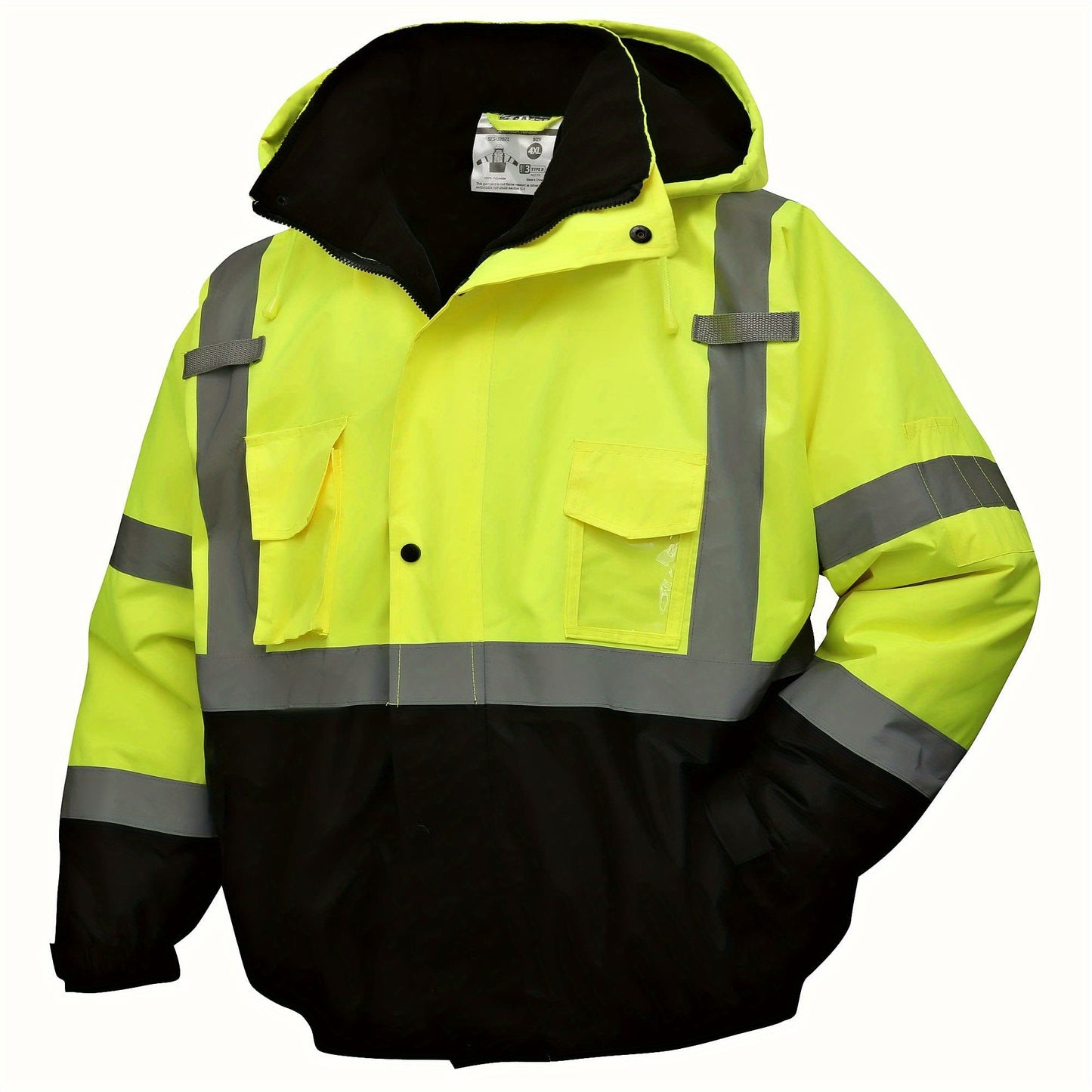 High visibility reflective safety jackets with pockets for men and women, waterproof and suitable for cold weather construction work. Work coats by DP Safety.