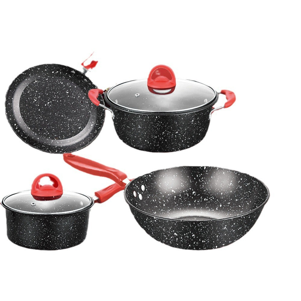 Set of 4 Cast Iron Cookware with Glass Lids - Durable and Scratch-Resistant, Ideal for Outdoor Entertaining and Special Occasions, No Electricity Required