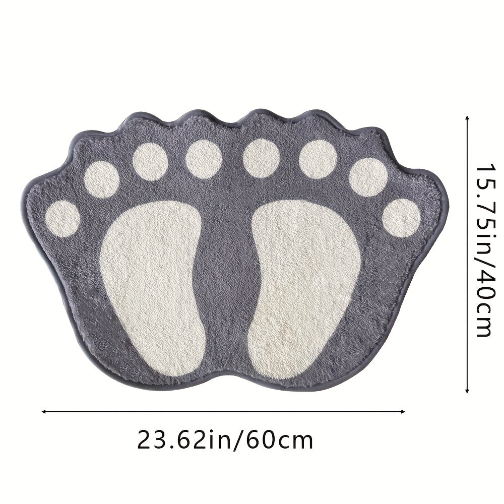 Microfiber bath mat with non-slip grip, perfect for bathroom, toilet, shower, and kitchen. Features a cute footprint pattern for home decor and bathroom accessories.