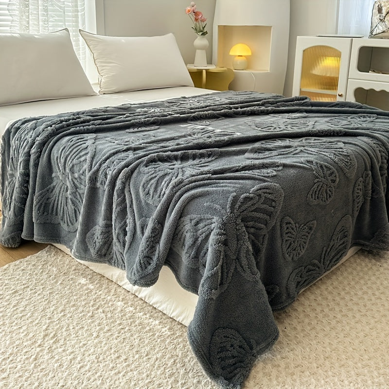 Stay cozy and stylish all year round with our versatile 3D butterfly tufted blanket. Perfect for use as a bed blanket, lunch nap blanket, throw blanket, couch blanket, camping blanket, air conditioning blanket, or office blanket. Made from spring and