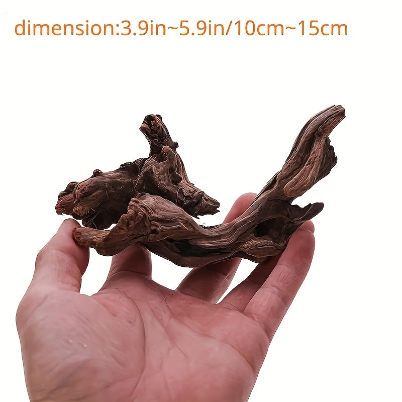 Authentic natural driftwood aquarium decor for small fish tanks with bark-enhanced detailing.