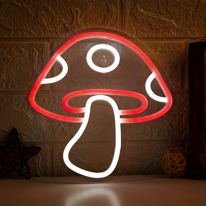 USB powered mushroom-shaped LED neon sign, great for bedroom decor, parties, weddings, and holidays.