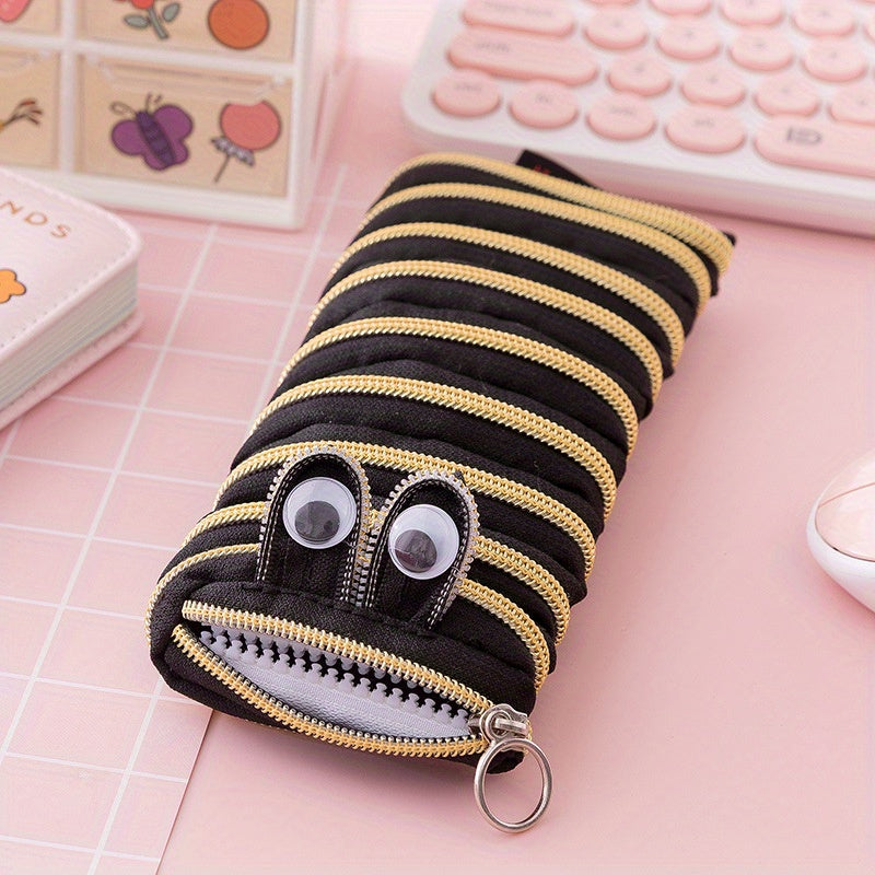 1pc Cute Caterpillar Pencil Case with Large Capacity - Ideal for Students, Back to School, Makeup Brush, and Pen Storage.