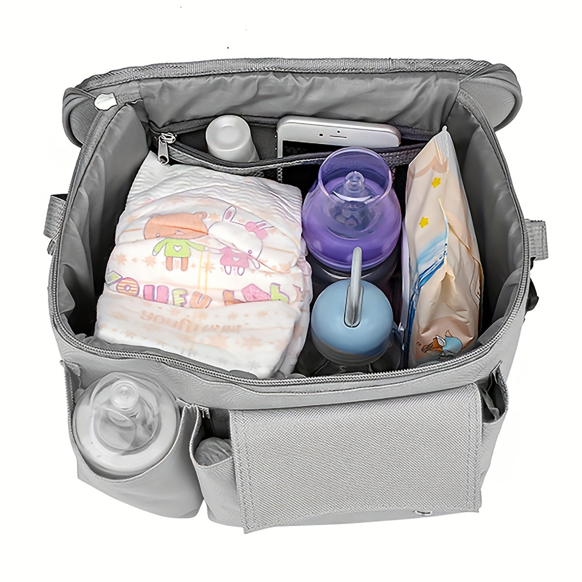 Trendy and Roomy Stroller Organizer - Portable, Versatile Storage Bag with Shoulder Strap for Busy Moms