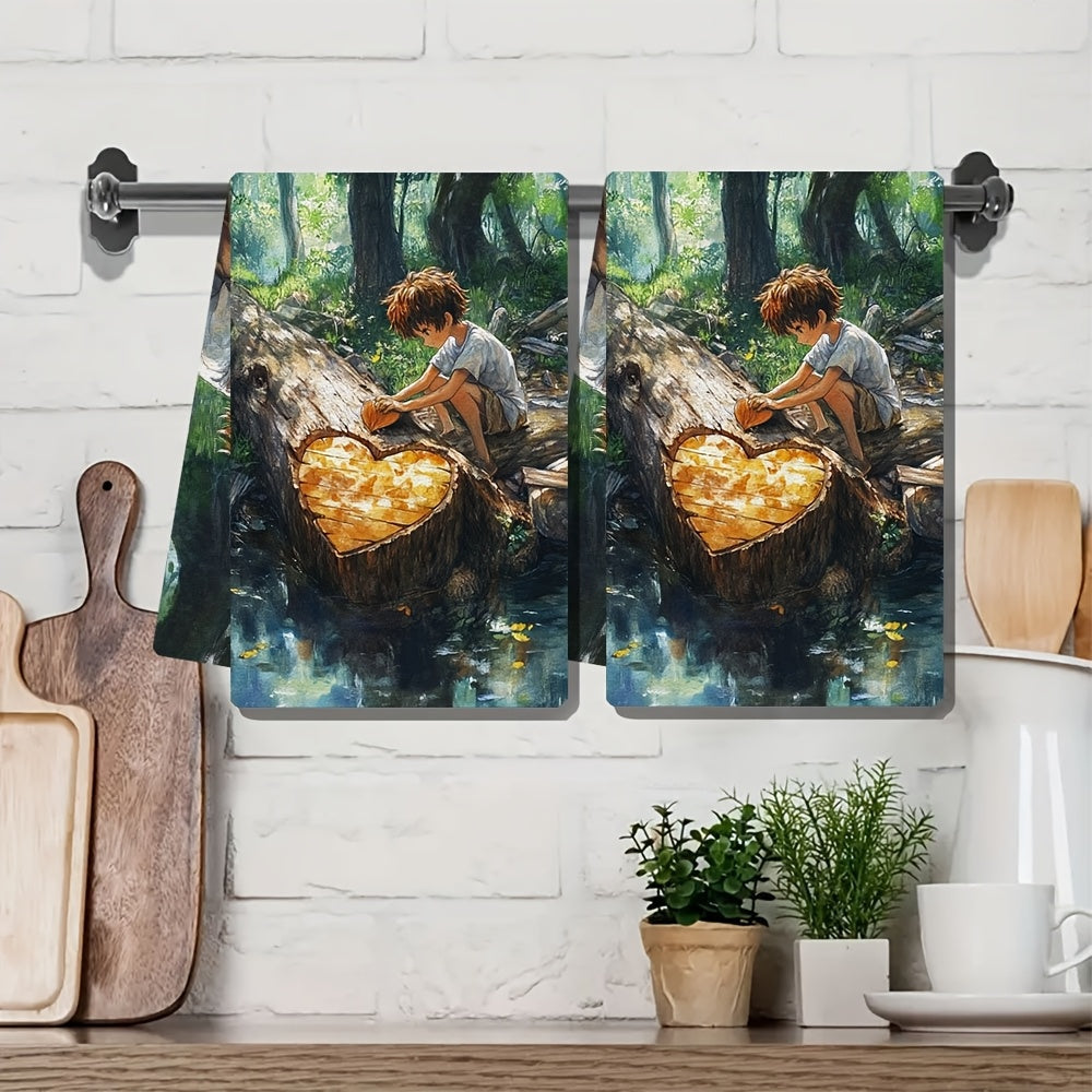 Upgrade your kitchen decor with these 2pcs Coastal Theme Kitchen Towels! This 2-Pack of ultra soft polyester towels offers high absorbency and is conveniently machine washable. The contemporary rectangular dish hand towels feature a stylish Coastal Theme