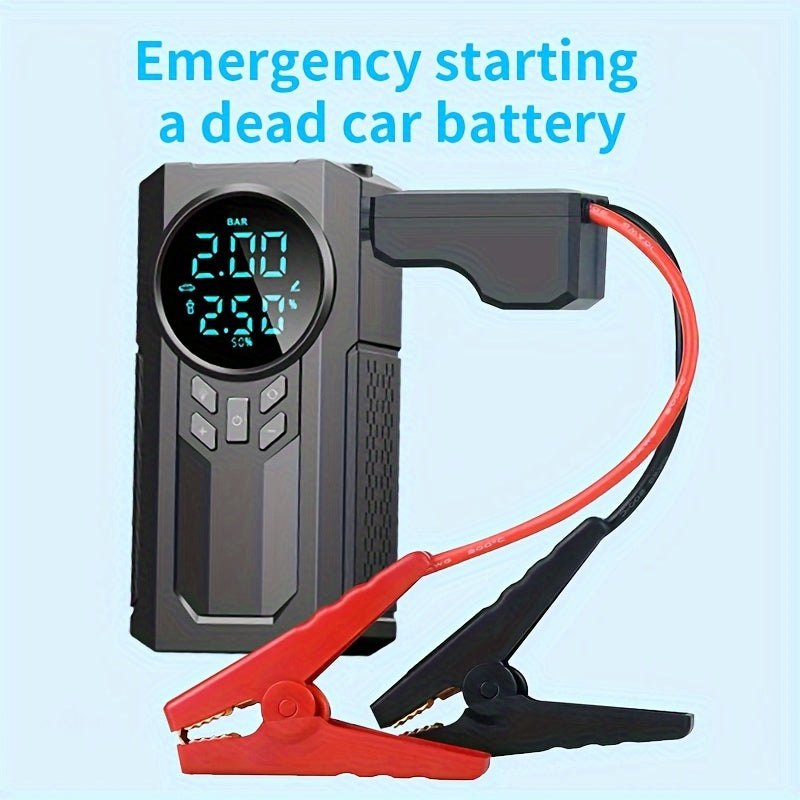 TTENGQU Car Repair Tool: Portable Jump Starter & Tire Inflator with LED Light for fast inflation and auto stop function.