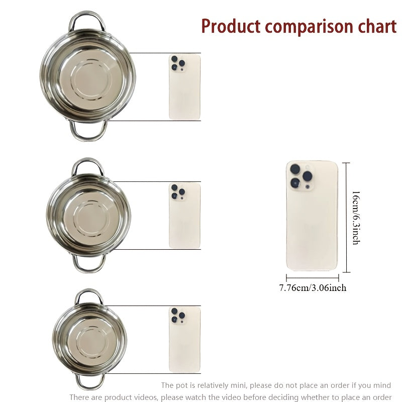 This set includes 8 pieces of stainless steel soup pots that are perfect for cooking. The set includes 3 pots, 3 pot covers, and 2 spoons. These pots are suitable for use on both induction cookers and gas stoves. They feature stainless steel double