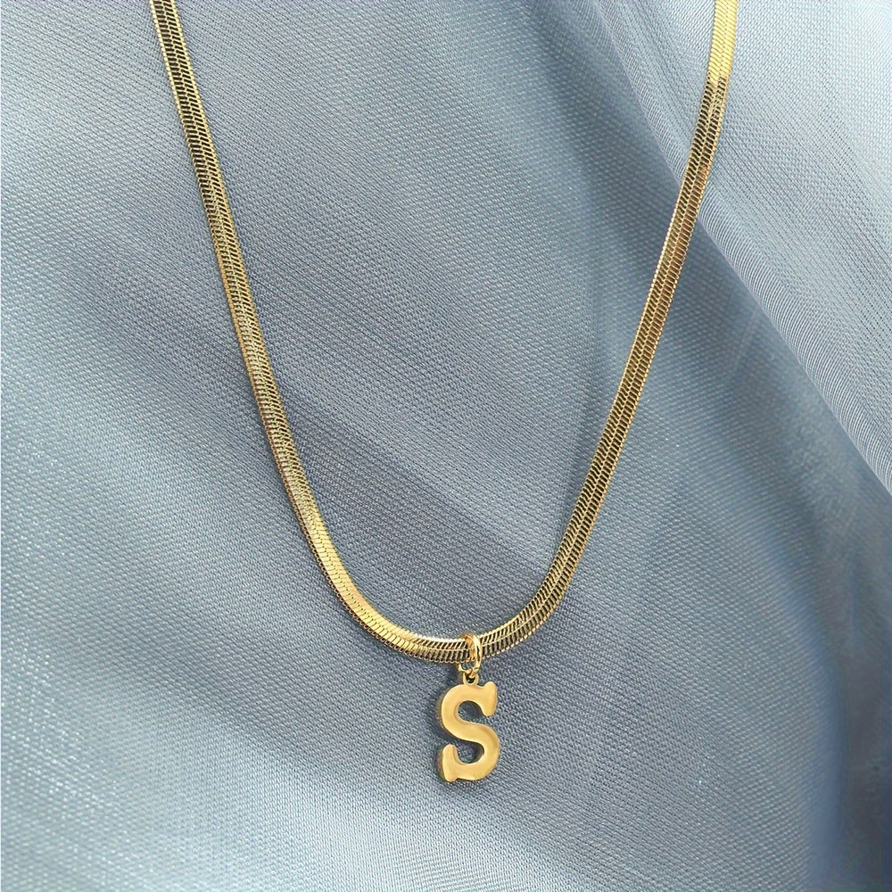 26 alphabet letter pendant chains, 18K golden plated stainless steel necklaces for women, perfect for everyday wear and gifting, featuring a versatile and elegant design.