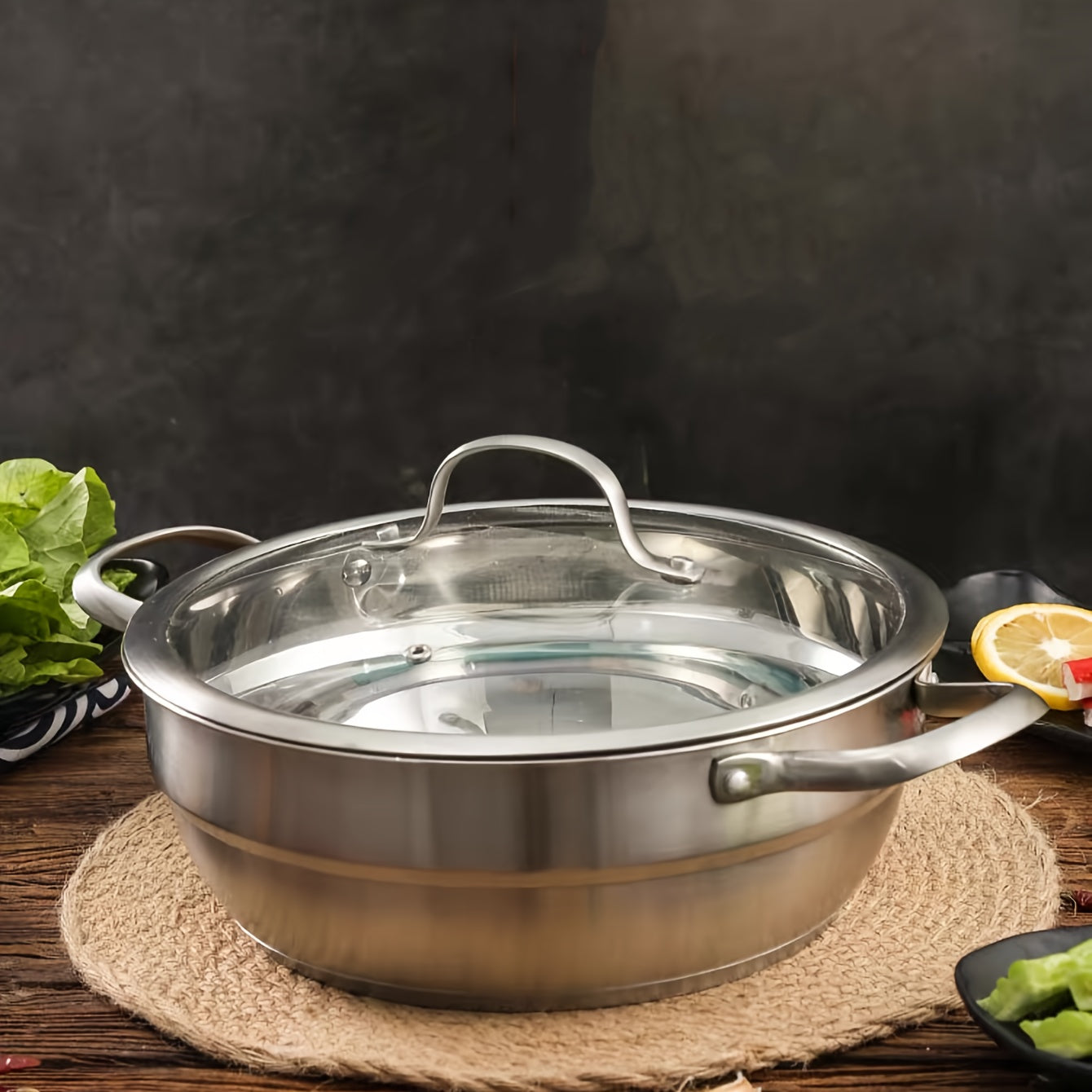 Durable and Thickened Premium Steamer Pot made of 304 Stainless Steel with Glass Lid for Easy Cooking and Serving.