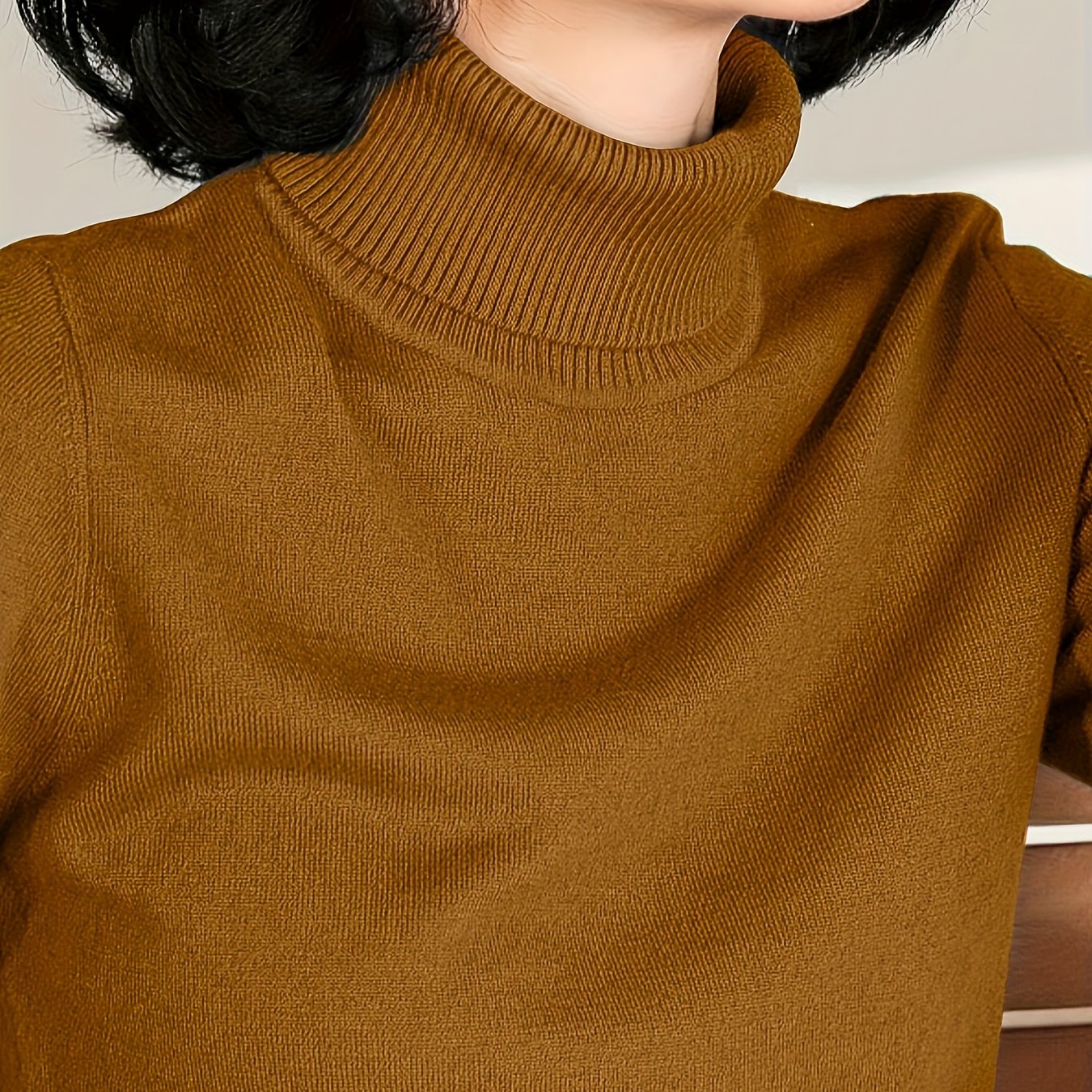 Turtleneck slim sweater for fall & winter, women's clothing