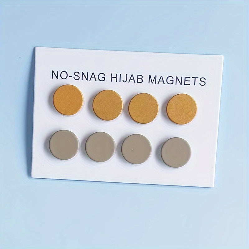 Set of 8 Minimalist Alloy Hijab Magnets with No-Snag Round Scarf Pins for Multipurpose Use