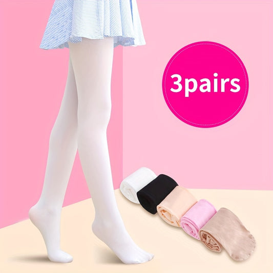 Girls' Velvet Soft Tights in White/Black/Nude, perfect for dance and casual wear. Hand wash only. Glossy finish, Nylon Spandex Blend.