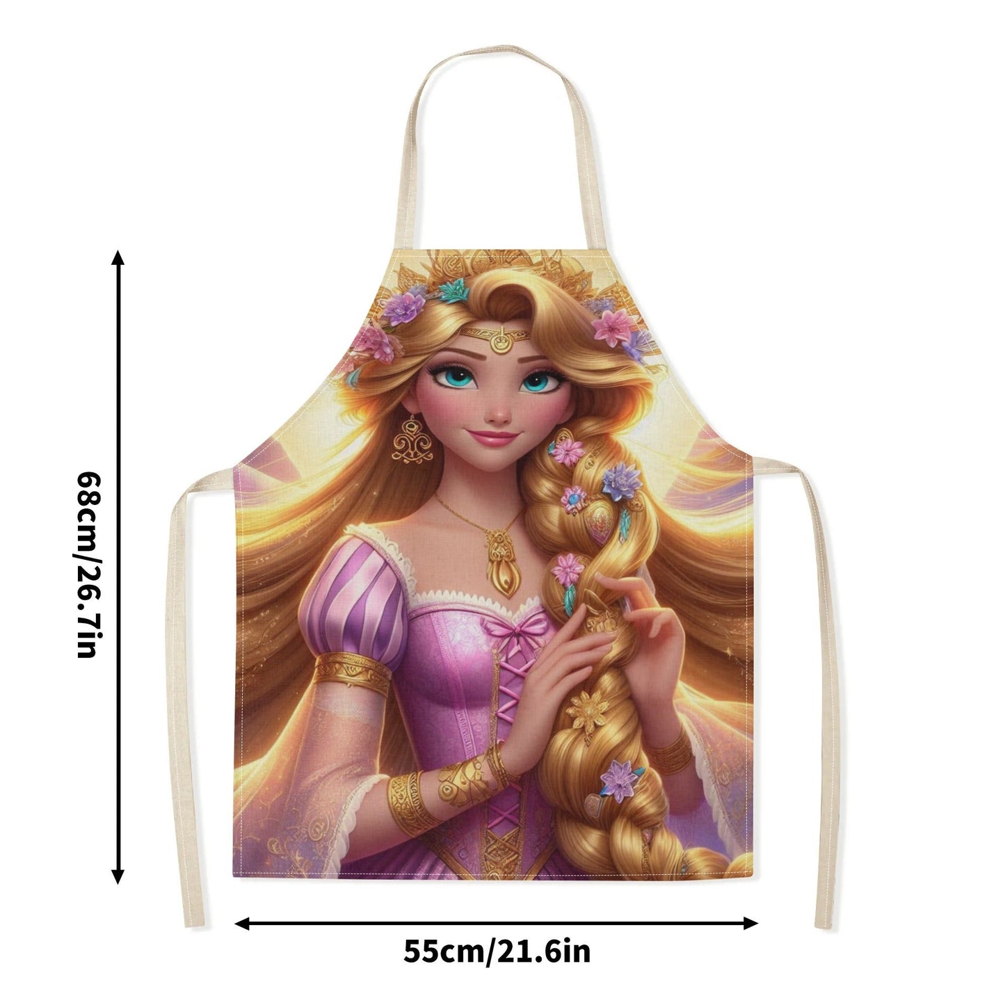 Durable Polyester Disney Elsa Waterproof Apron featuring Vibrant Cartoon Princess Design; Perfect for Kitchen, Restaurants, Cafes, and Home Use