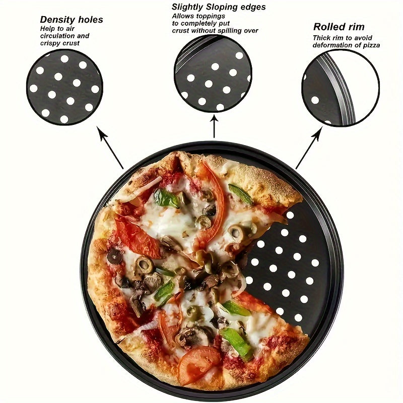 Get your hands on our high-quality non-stick pan, available in 1 or 2 pieces. This durable and ventilated pan delivers crispier results and is oven safe. Measuring 12 inches, it is perfect for both home and restaurant kitchens. The premium perforated