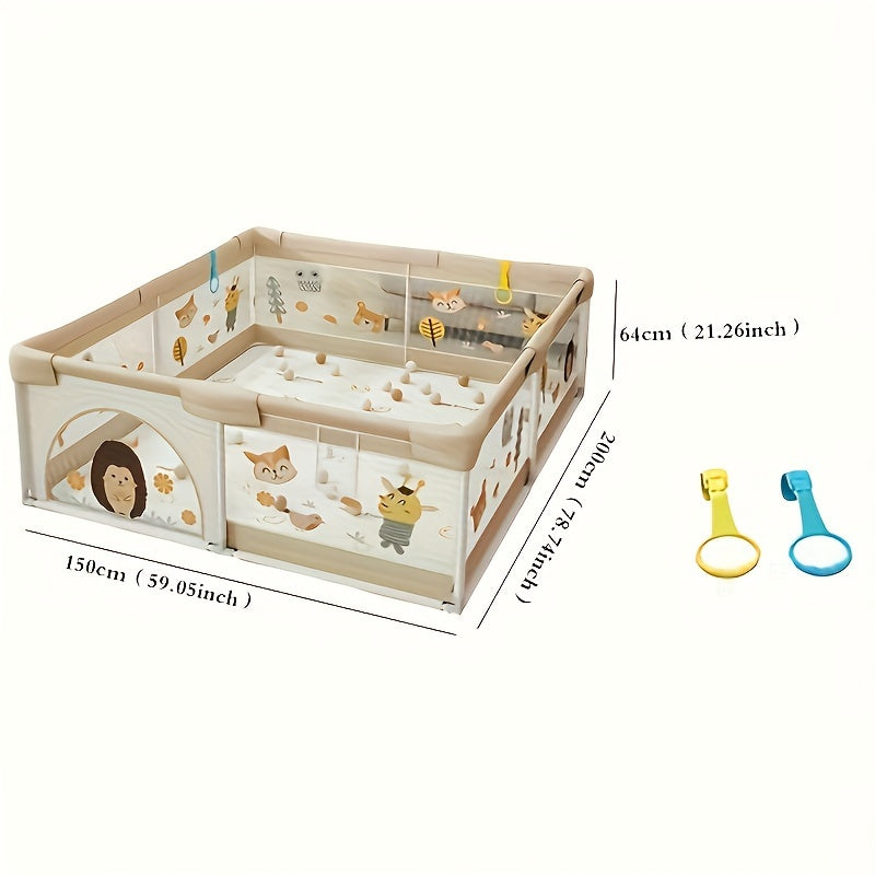 Little Hedgehog Pattern Playpen: Indoor and Outdoor Activity Center with Gate and Non-Slip Base