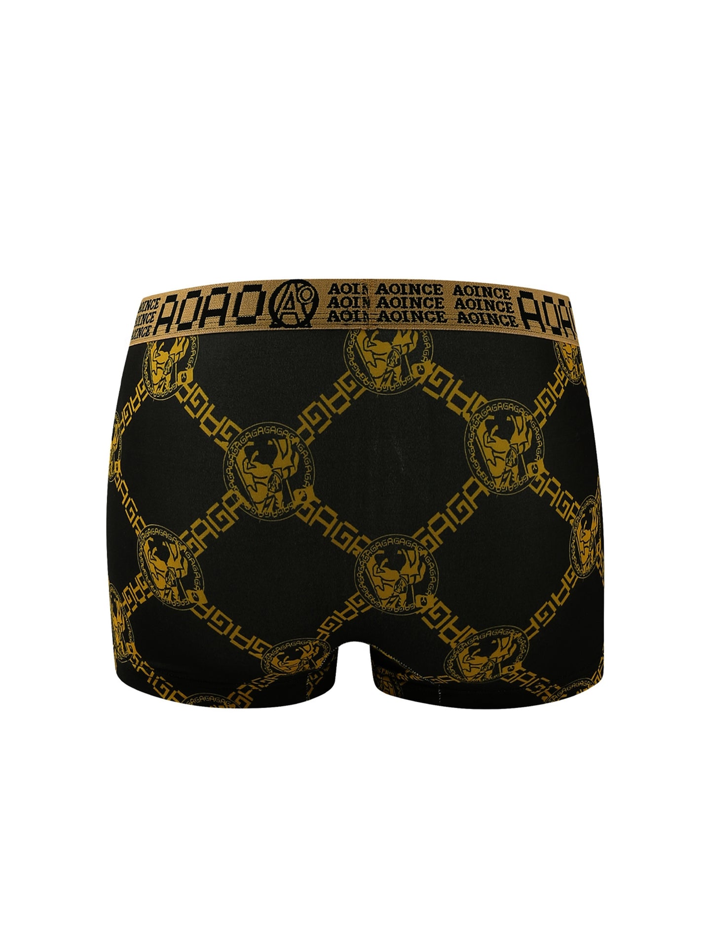 Set of 11 Men's Luxurious Black & Golden Boxer Briefs featuring Geometric Patterns, made of Breathable, Soft Polyester & Spandex Blend for Everyday Comfort.