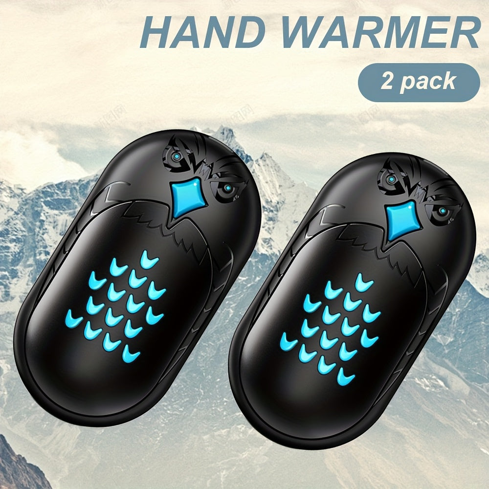 Stay warm on-the-go with our 2-piece USB rechargeable hand warmers. These portable electric pocket heaters feature quick charge technology and a powerful 6000mAh lithium battery. Made of durable ABS plastic and metal, they are perfect for outdoor