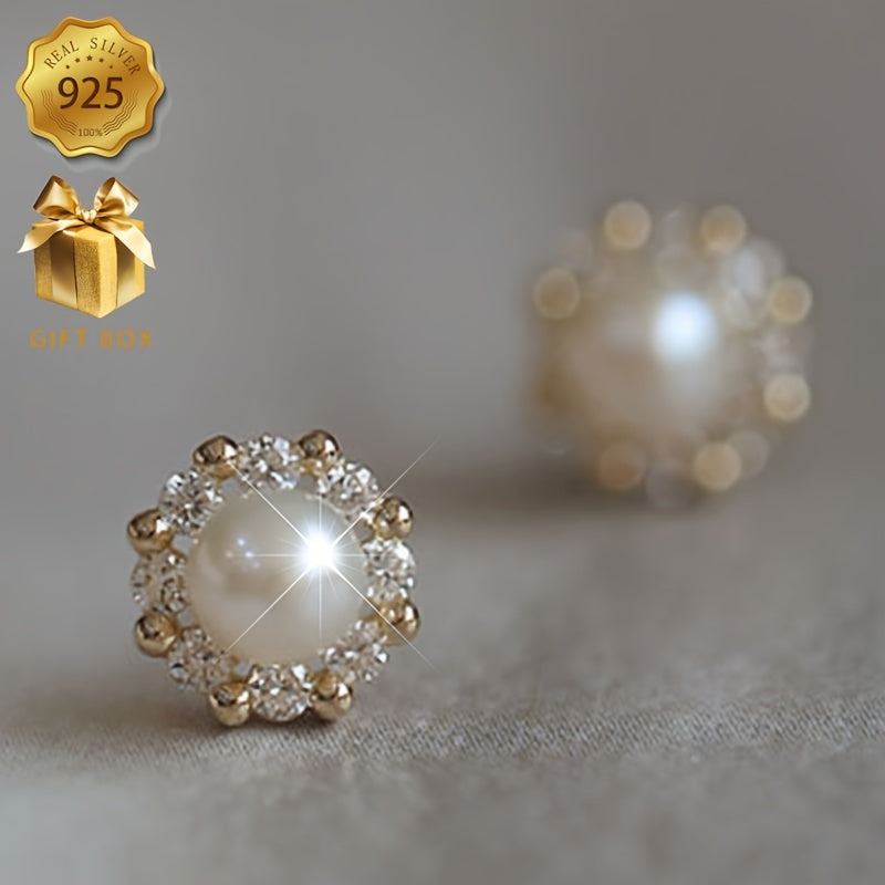 Vintage Charm Freshwater Pearl Earrings made of 925 Sterling Silver - Hypoallergenic - Ideal for Everyday Wear and Gifting - Versatile for Any Season.