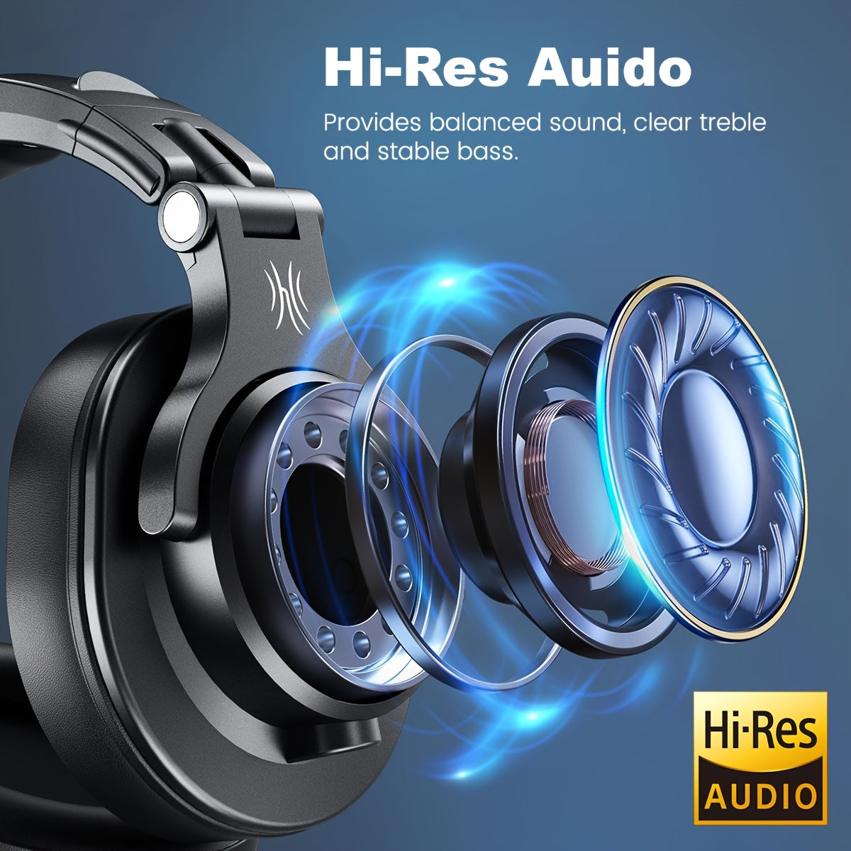 OneOdio A71m headphones feature Hi-Res audio, a boom mic, noise isolation, and detachable cables for various devices. They also offer adjustable headband, padded ear cups, and volume