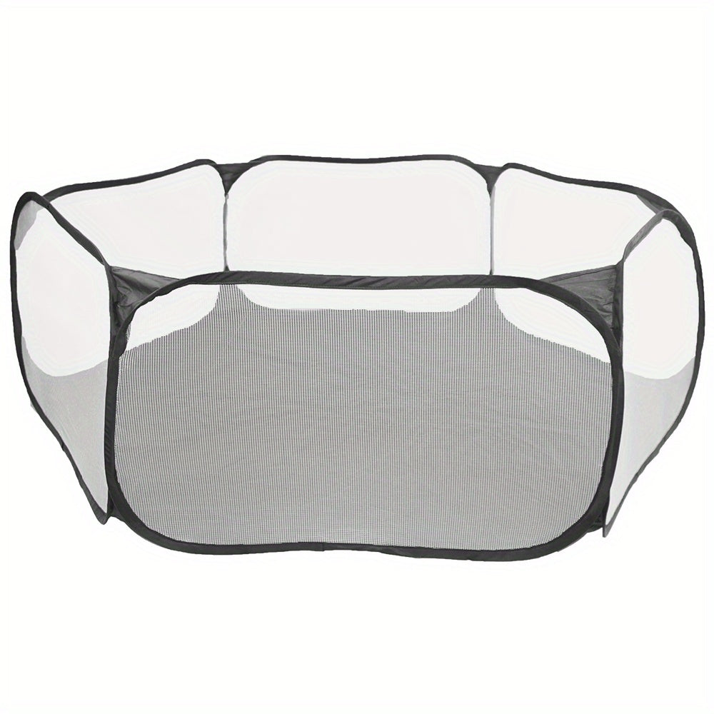 Portable pet playpen with foldable mesh fence for dogs, cats, and small animals - secure and convenient.