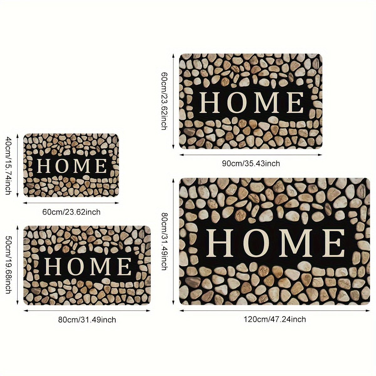 Pebble Letter Print 1PC Door Mat with Non-Slip Polyester Area Rug - Stain Resistant, Washable, Perfect for Laundry Room, Kitchen, or Guest Room Decor