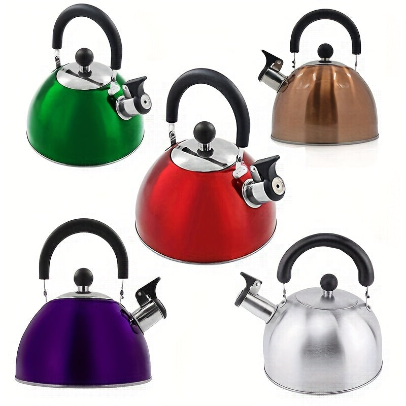 Stainless steel tea kettle with whistle, 1pc, 2500ml/84.55oz, suitable for multiple stove types - Reusable and easy to clean.