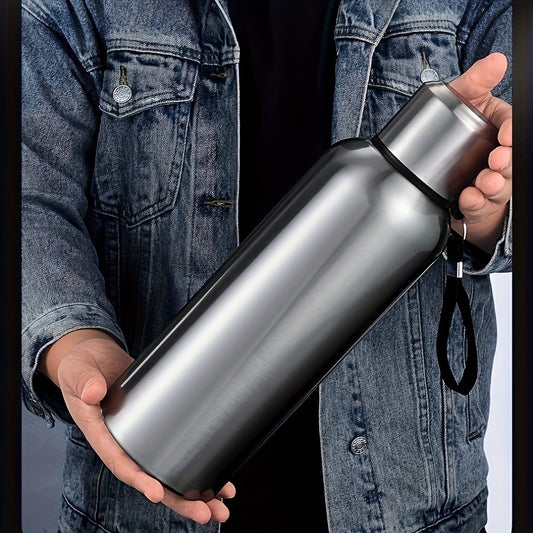 2000ml Stainless Steel Vacuum Insulated Thermos with Lid & Filter - Large Capacity, Leak-Proof Travel Mug for Hot & Cold Drinks, Portable Sports Cup, Ideal Business Gift