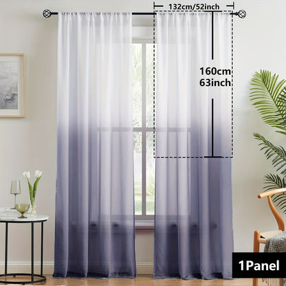 Elegant home decor - 1pc of gradient sheer curtains featuring top & bottom two-tone design in wear rod style.