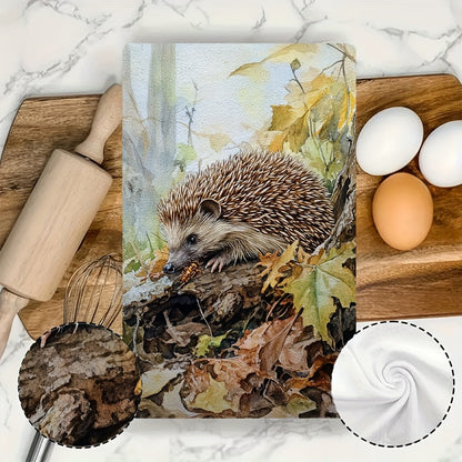 Set of 2 Kitchen Towels with Ultra Soft Fabric, Featuring the Gentle Rustle of a Hedgehog Searching for Insects, Highly Absorbent and Perfect for Holiday Decor, Machine Washable, 16x24 Inches - Item Code: 2KYSYS1218629