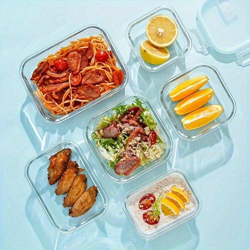 Glass Bento Box Set with Lid, 12.51oz Capacity - Microwave & Dishwasher Safe, Ideal for Students and Office Workers, Rectangular Food Storage Container