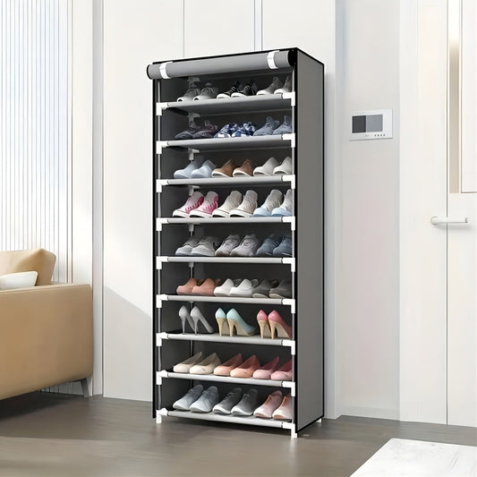 1 Multi-layer Shoe Rack with a Dustproof Curtain, Easy-to-Assemble Shoe Cabinet with Multiple Layers, Space-Saving Shoe Rack with Dustproof Design, Home Storage Organizer for Entryway, Hallway, Bedroom, Living Room, or Dormitory.