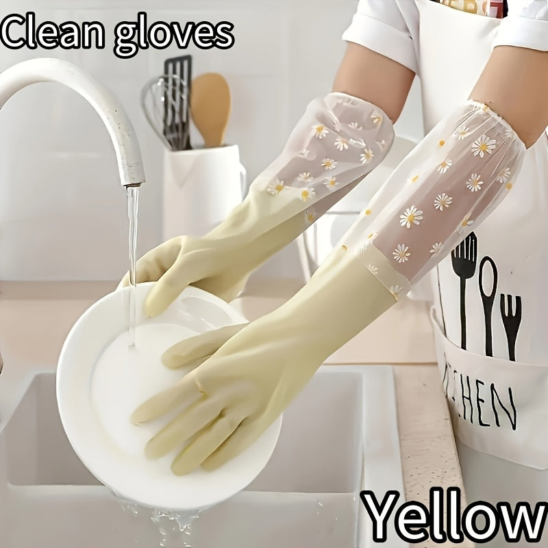 Versatile Home Cleaning & Cooking Gloves - 1 Pair of Lead-Free PVC Long Sleeve Gloves, Ambidextrous, Lightweight, Non-Waterproof; Ideal for Kitchen, Bathroom, Bedroom, Living Room Use.